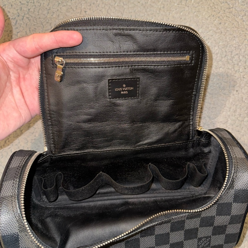 Louis Vuitton Black and Gray Checkered Toiletry Bag